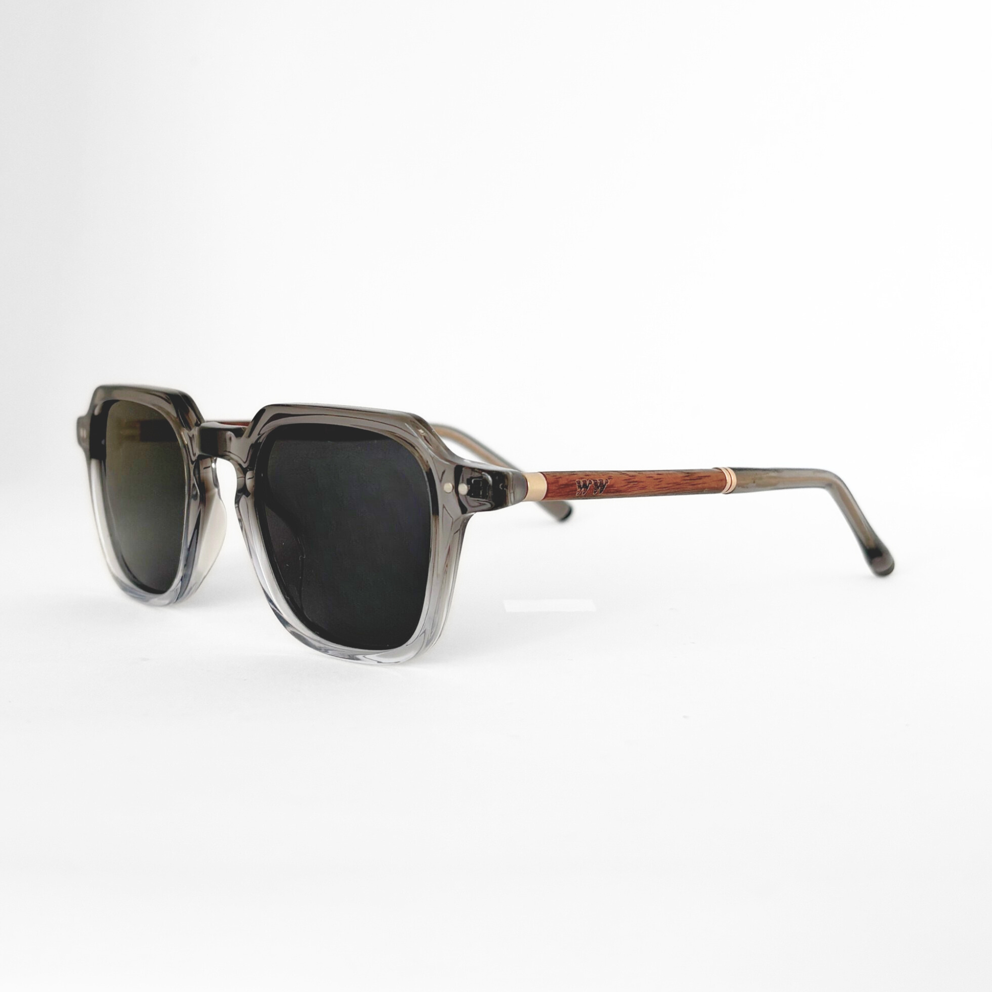 Acetate Sunglasses - WA12 - Faded Grey / Walnut