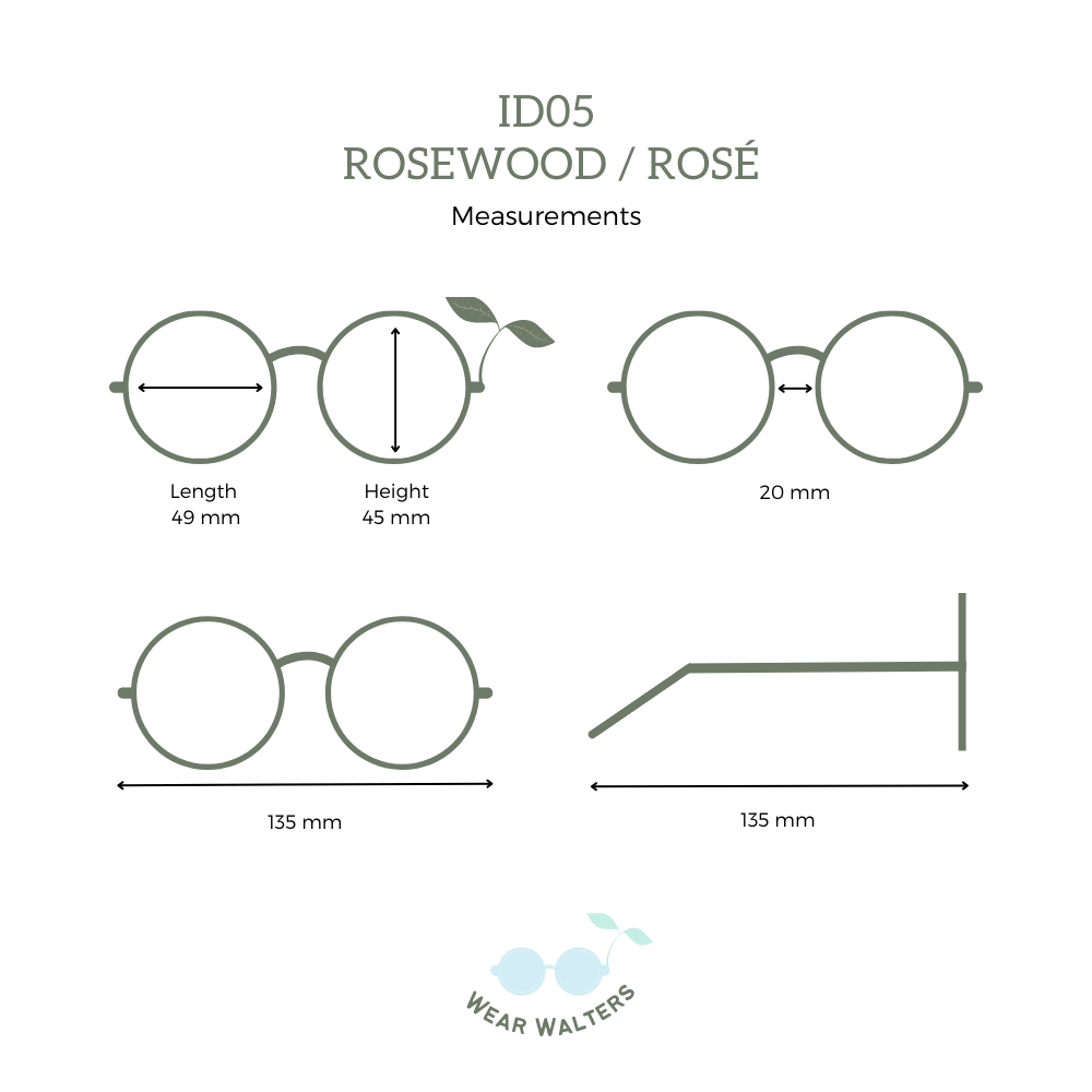 Wooden Sunglasses - ID05 - Rosewood / Rosé