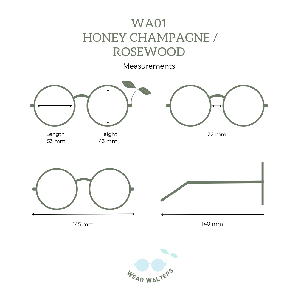 Solglasögon i bio-acetate WA01 - Honey Champagne / Rosewood
