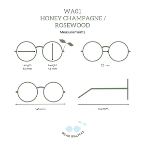 Wooden Sunglasses - WA01 - Honey Champagne / Rosewood