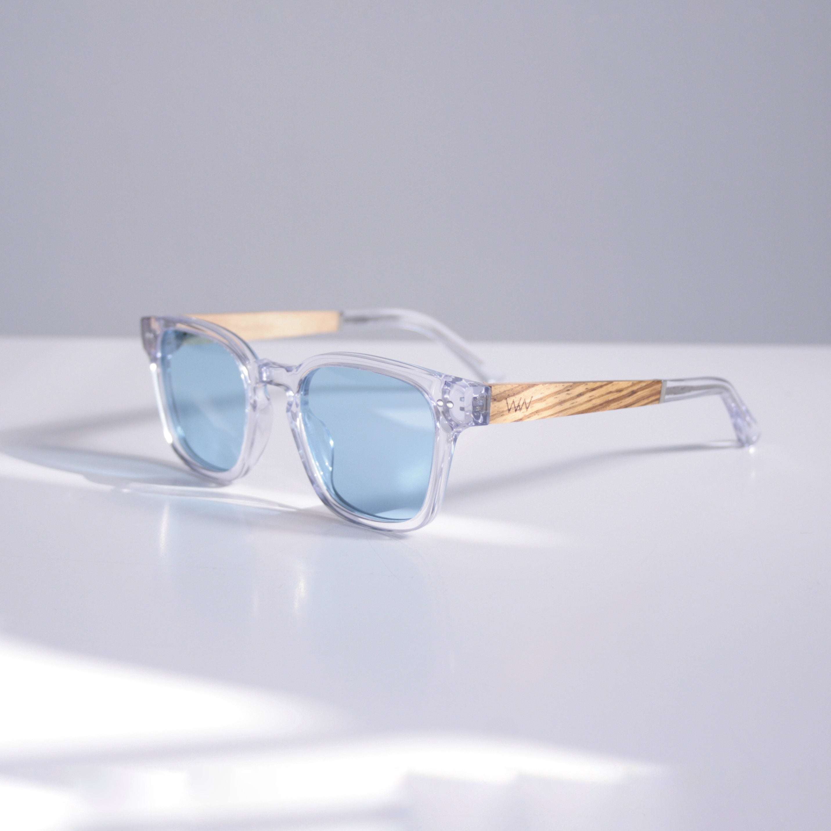 Wooden Sunglasses - WA05 - Crystal Clear / Zebrawood