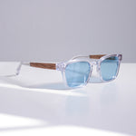 Solglasögon i bio-acetate WA05 - Crystal Clear / Zebrawood