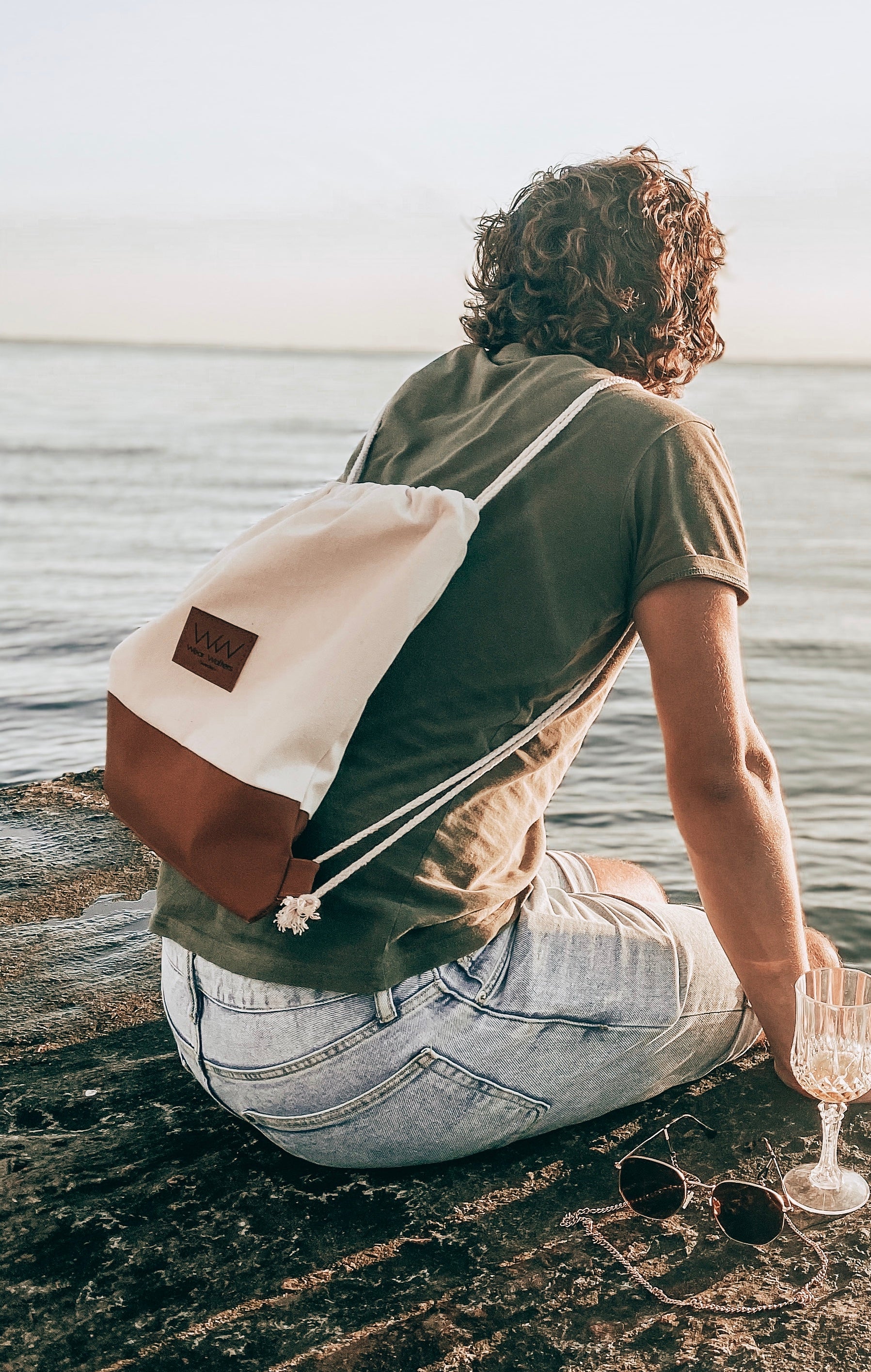Strand bag vit och brun